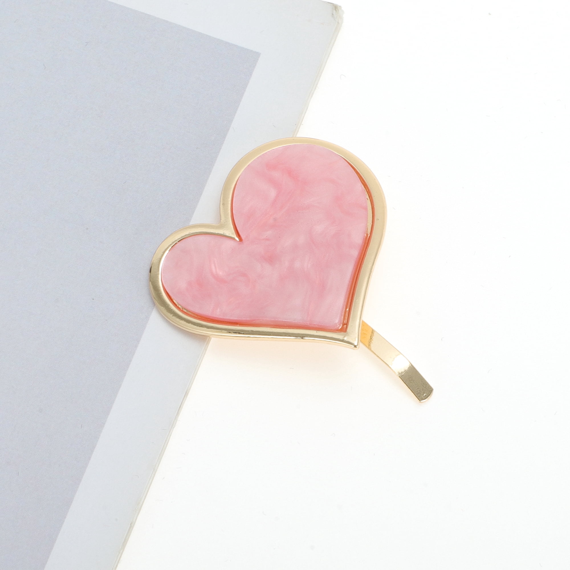 Unique Bargains Stylish Heart Design Ponytail Buckle Hair Clip Pink