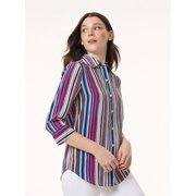 Jones New York Petite Striped 34-Sleeve Shir Jones Black PS