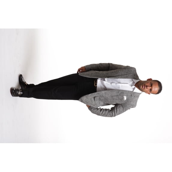 Elie Balleh Black Solid Melange Men's Blazers Sports Coat Jacket