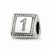 925 Sterling Silver Reflections Number 1 Triangle Block Bead; for Adults and Teens; for Women and Men