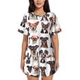 thumbnail image 1 of Balery Happy Dog Faces Collage Conjunto de Pijama para Mujer con Estampado, Dos Piezas de Manga Corta y Shorts, Ropa de Dormir Suave con Cuello Redondo y Bolsillos-4X-Large, 1 of 6