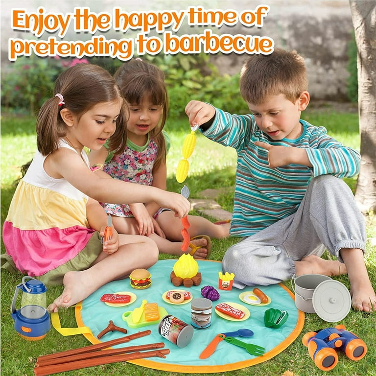 Yexmas Kids Camping Set with Tent 26pcs - Outdoor Campfire Toy Set for  Toddlers Kids Boys Girls - Pretend Play Camp Gear Tools