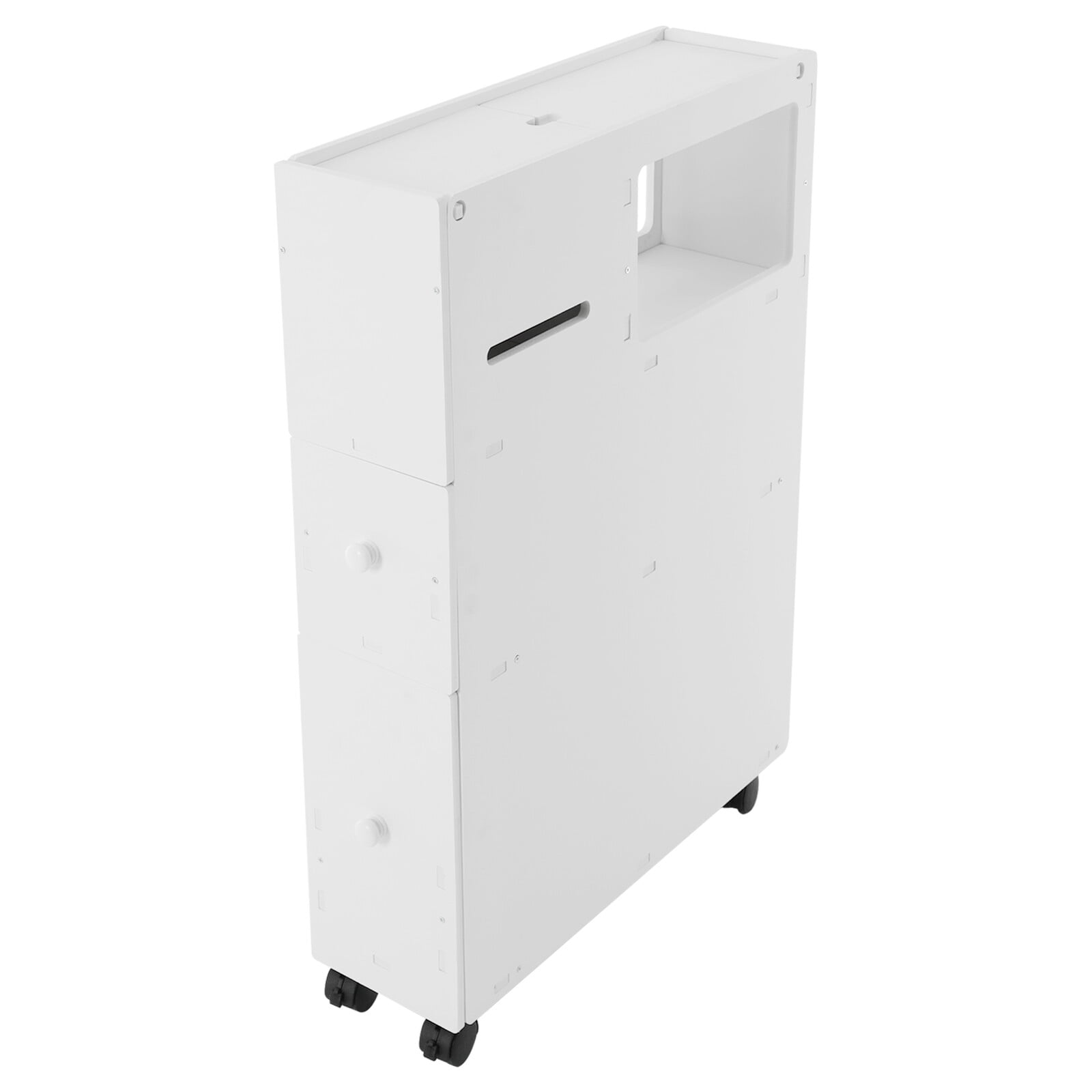4 Tiers PVC Toilet White Narrow Cupboard Shelf White Slim Bathroom Storage Cabinet Floor Standing Bathroom Hallway Living Room