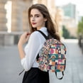thumbnail image 6 of FORMRS Mini Backpack Purse for Women Travel Daypack Casual Shoulder Bag, Orange Geometric, 6 of 7