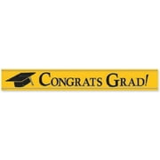 Club Pack of 12 School Bus Yellow and Black "Congrats Grad" Graduation Foil Banners 24'