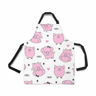 Travelwant Pig Apron Farm Animal Funny Cute Piggy Wearing Leopard Bandanna  Kitchen Chef Waitress Cook Aprons Bib with Pocket Chef Kitchen Cute Aprons