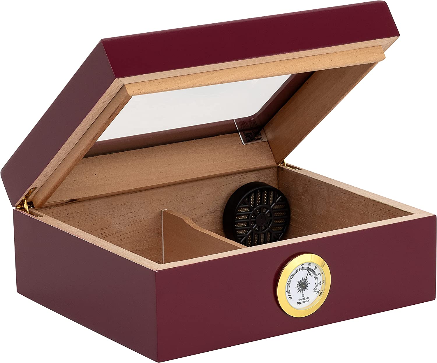 Quality Importers Glasstop Humidor, Red