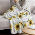 thumbnail image 3 of Sunflower Blanket Soft Cozy Warm Throw Blanket for Couch, Plush Fuzzy Flannel Fleece Blankets for Sofa, Botanical Floral Butterfly Bee Gray White Plaid Bed Blankets Lightweight Gifts for Men, 30"x40", 3 of 9