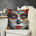 thumbnail image 2 of Throw Pillow Covers Skull Face Woman Square Pillowcase for Home Decor Sofa Car Bedroom Pillow case, 2 of 5