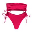 thumbnail image 5 of Bikinis for Women Strapless Bandeau Backless Tube Top Ruched Drawstring V Waist Cheeky Briefs, 5 of 5
