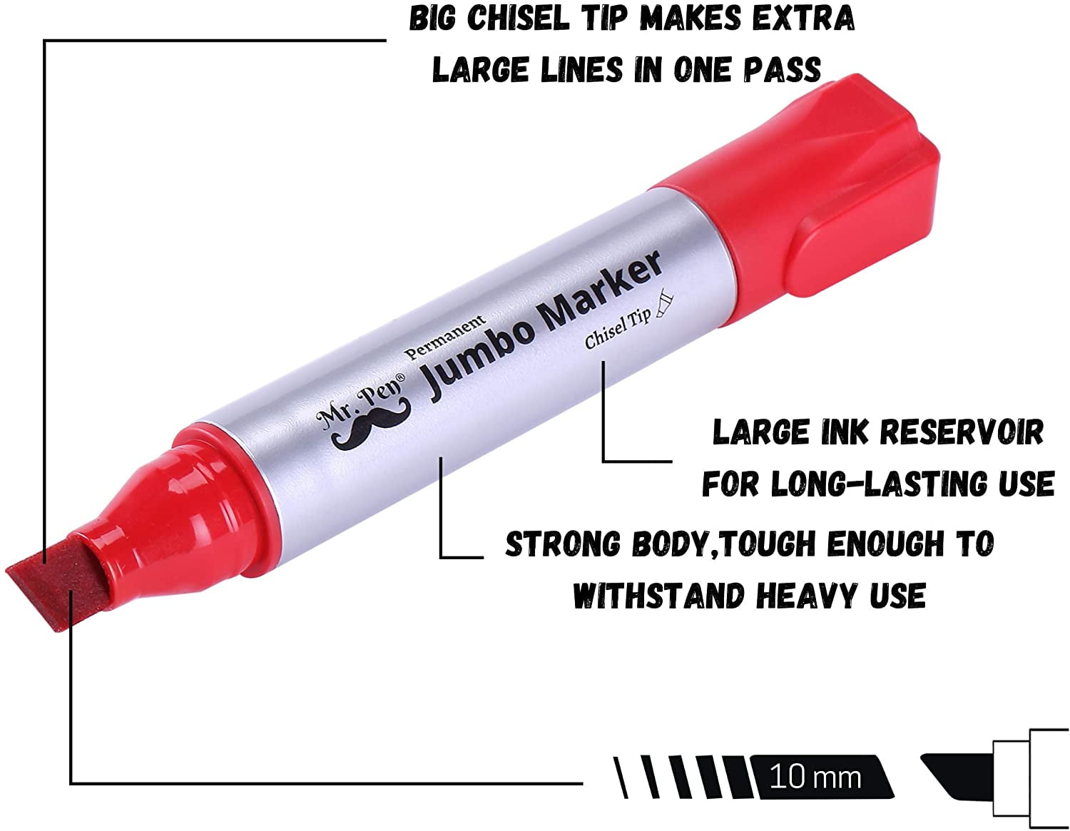 8 mm Jumbo Chisel Tip Permanent Marker (2/Pack) - Mazer Wholesale, Inc.