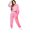 thumbnail image 1 of ZHAOCHENG Chándal de moda para mujer, conjunto de ropa de descanso con capucha y pantalones cortos de gran tamaño, 1 of 5