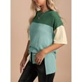 thumbnail image 2 of XCHQRTI Women's Color Block Tshirt Drop Shoulder Oversized Blouse Dressy Casual Work Outfits, 2 of 9