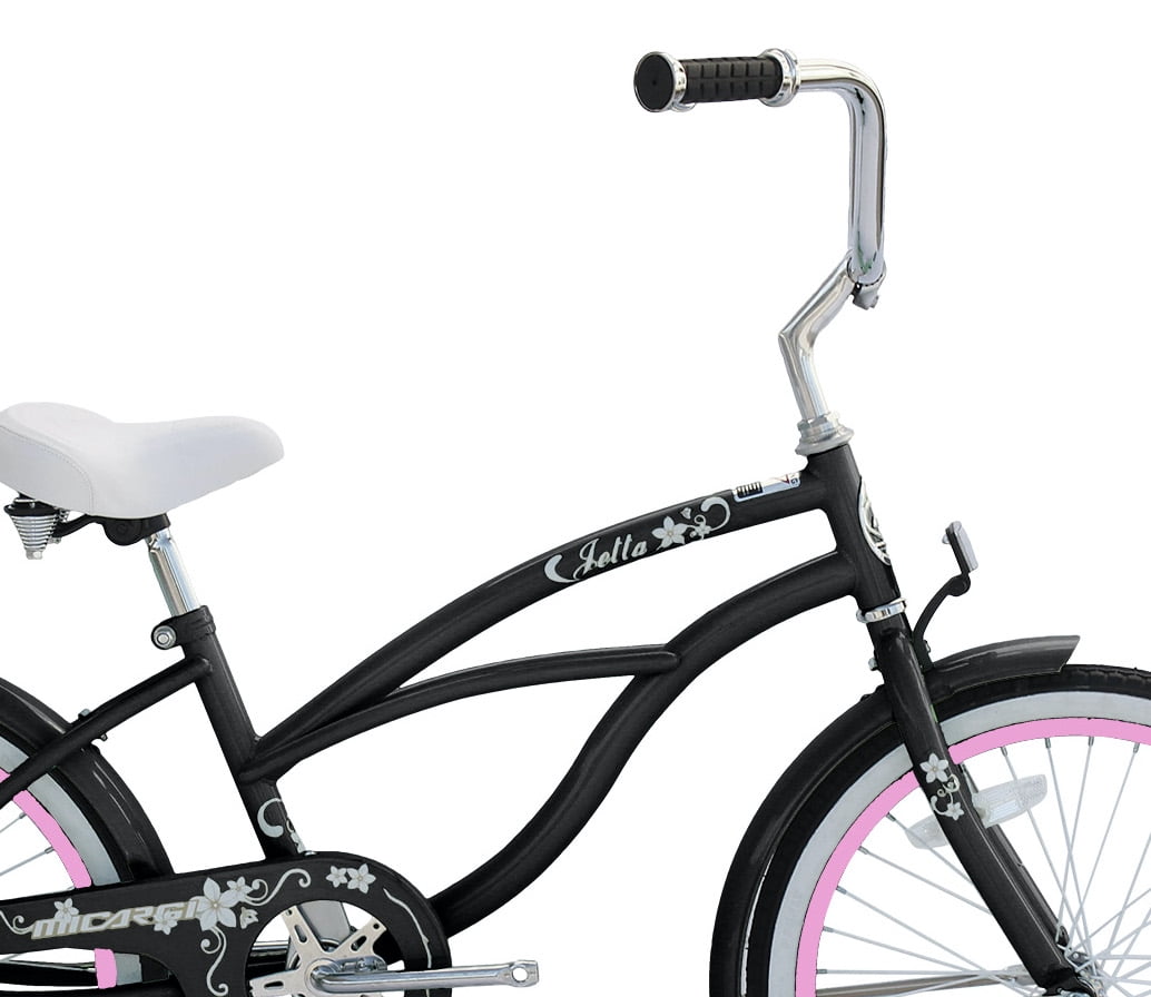 WonderWheels 20 In. Beach Cruiser Coaster Brake Single Speed Bicycle, Bike, Stainless Steel Spokes One Piece Crank Alloy Rims 36 H - Black