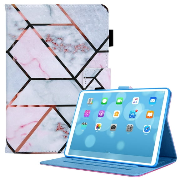 Allytech Wallet Case for iPad Mini 6(2021), iPad Mini 6th Gen 8.3 inch Cover with Pencil Slot, Auto Sleep Wake PU Leather Protective Adjustable Stand Card Pocket Cover for iPad Mini 6, Grid Marble