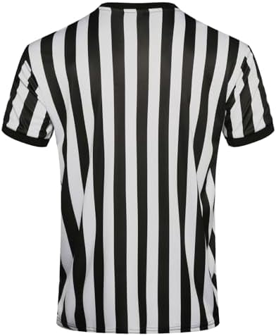 Jointown 4Pcs Referee Shirt Men V-Neck Official Ref Jersey Kit for Basketball Football Soccer Halloween Costume Flag Whistle