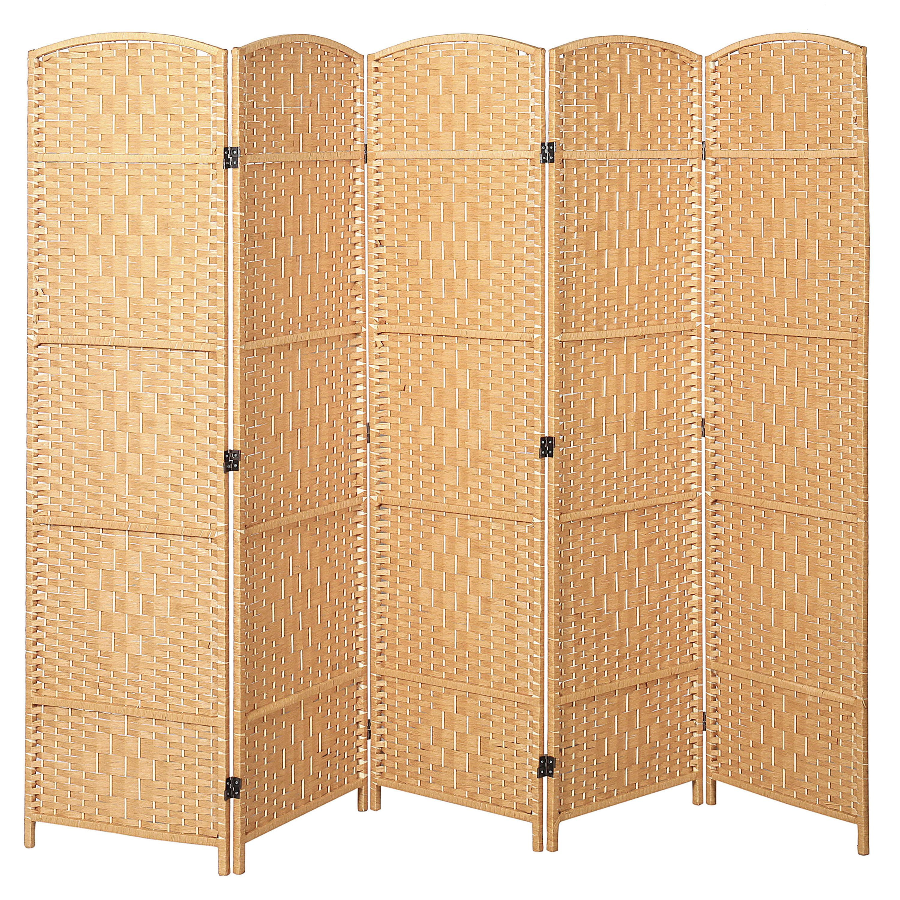 MyGift 5Panel Handwoven Bamboo Partition SemiPrivate Room Divider