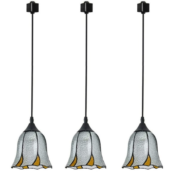 Kiven Juno Track Lighting Pendant Light,Handmade Modern Glass Shade,3-Light, E26 Socket