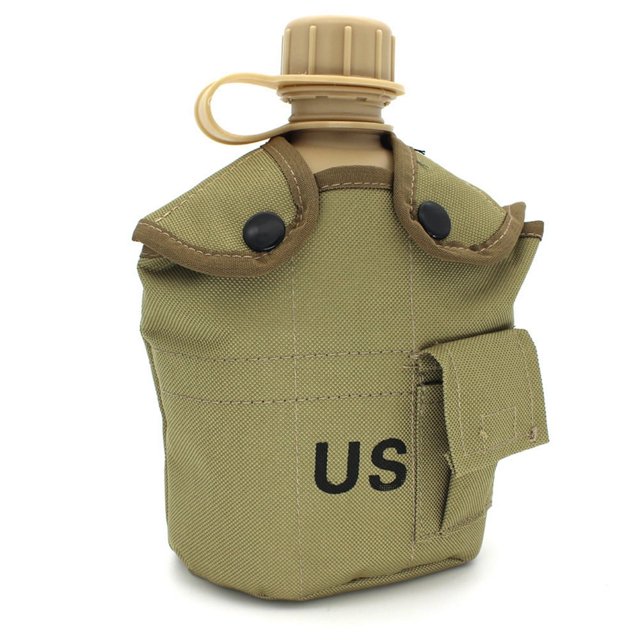 CNKOO Cantine Militaire 1 L Bouteille d'Eau Militaire Armée Camping Randonnée Gobelet de Cantine Portable pour l'Extérieur