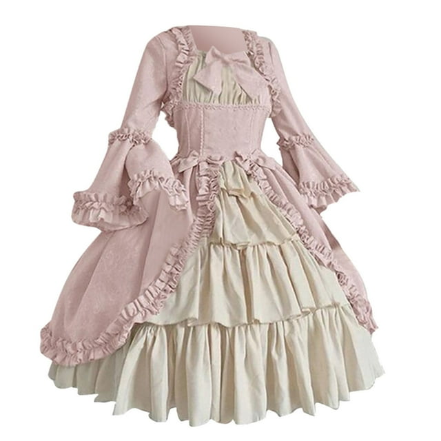 Vestido de palacio retro con descuento Honeeladyy para mujer, estilo gótico vintage, corte cuadrado, cuello de retazos, lazo, estilo kawaii, vestido de cosplay de sirvienta Lolita.