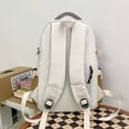 thumbnail image 2 of Mochila para mujer Bolsas de libros de colores en contraste para adolescentes con colgante (Blanco), 2 of 8