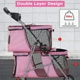 thumbnail image 5 of YRLLENSDAN Double Dog Stroller for Small Medium Dogs 10 lbs 30 lbs Double Cat Stroller for 2 Cats Portable Foldable Pet Stroller for 2 Dogs with Bottle Holder and Storage bag,Pink, 5 of 7