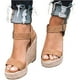 thumbnail image 5 of Zapatos de mujer con tacón de cuña, sandalias de talla grande con cuerda de cáñamo tejido de paja, zapatos de mujer Wmkox8yii  sa4049, 5 of 5