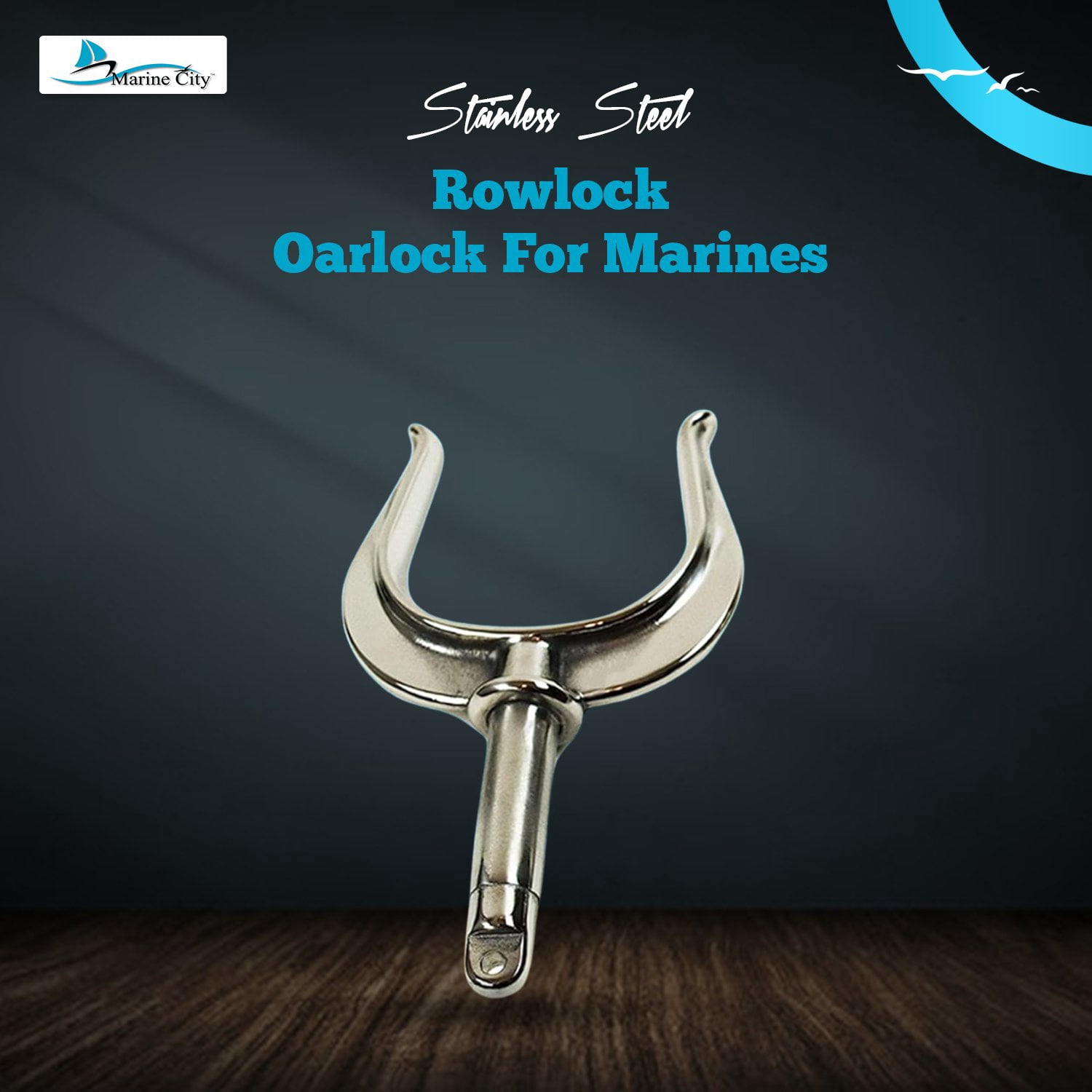 MARINE CITY Shaft Rowlock Oarlock, 316 Stainless Steel, Heavy Duty 1/2" x 5-3/16", Side Mount, Fine Finish, for Rafts, Kayaks Pack of 2