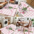 thumbnail image 5 of 2.7'x5' Area Rugs, Pink Tulip Spring Floral Indoor Outdoor Area Rug for Living Room Bedroom, Romantic Flowers Modern Art Pink Plaid Bathroom Rugs Kitchen Floor Carpet Mats Home Decor Aesthetic, 5 of 8