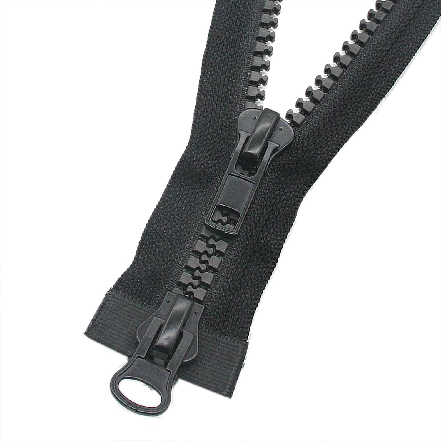 31” Lenzip Jacket Zipper 31 inch Black Separating Dual Metal Pulls 