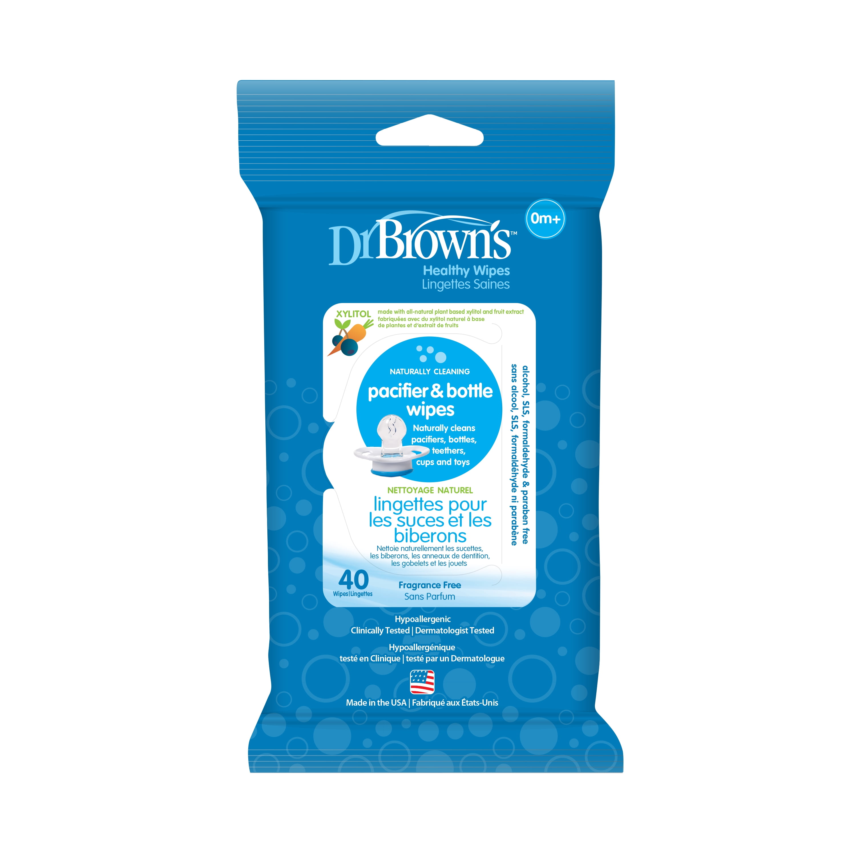 Dr. Brown's Pacifier and Bottle Wipes for Babies and Toddlers 40ct, 1Pack