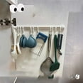thumbnail image 6 of Sliding Kitchen Storage Hooks Organizer | Rail Mounted Hanging Rod with Movable Hooks for Utensils, Towels, Accessories | No Drilling, Plastic, White, 11.8 in, Multifunction Home Bathroom, 6 of 8