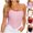 Orange, variant on Womens Strapless Open Back Bodyshaper Zip Back Boned Overbust Corset Bustier Ruched Crop Tops