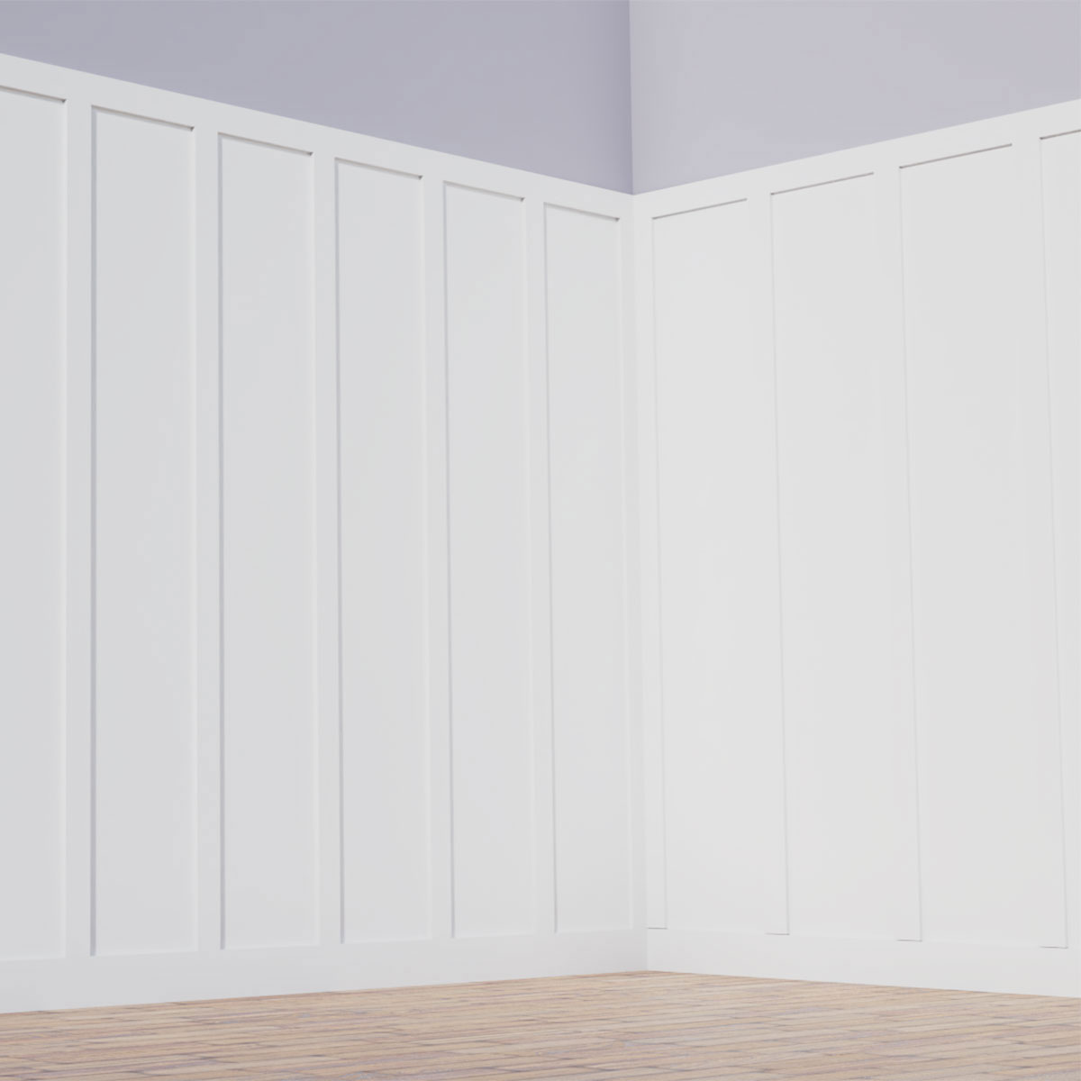 104" Height with 12" to 15" Wide Adjustable Wall Panels, Classic Shaker 8' PVC Wainscoting Kit, (for heights up to 104"H)