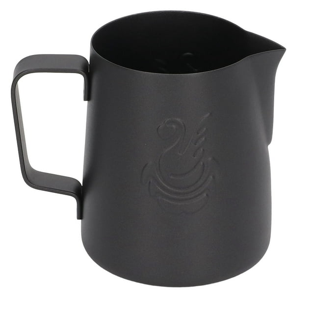Jarra humeante de café de 230 ml con mango en ángulo, taza para espumar leche Olecranon de acero inoxidable para Latte, color negro