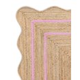 thumbnail image 4 of Vintage Jute Area Rug Decor Braided Rectangular Scalloped Vintage Carpet with Multi Border Pink 2'6" x 18' BY KALVEERA, 4 of 5