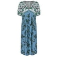thumbnail image 4 of Pisexur Robe à Manches Courtes Col en V Mode Femme Robe Longue Mi-Mollet Décontractée Imprimée, 4 of 6