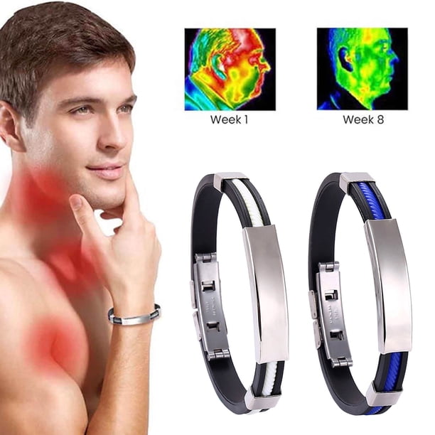 Pisexur Belleza Maquillaje Pulsera de titanio de 2 piezas, pulsera de titanio, pulsera de titanio, pulsera para hombres y mujerespara mujeres y hombres