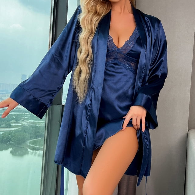 LSLJS Pyjama Robe à Bretelles en Dentelle Colorée Confortable pour Femme, Chemise de Nuit Tenue d'Intérieur, Robes de Nuit Aguichant pour Femme