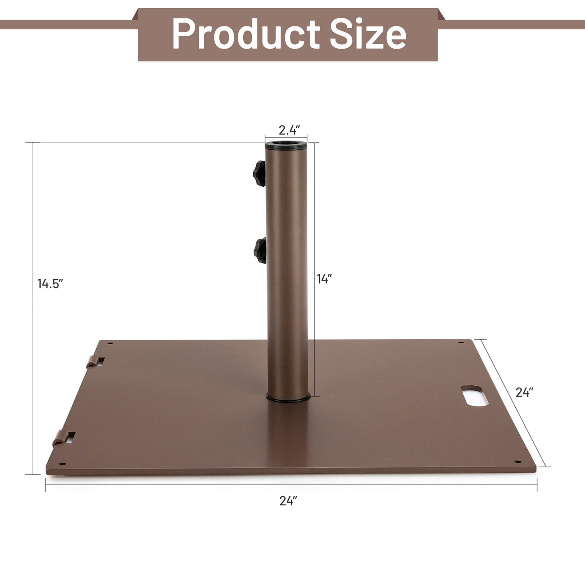 Gymax Square Weighted Patio Umbrella Base Stand 50 lbs Outdoor w/ 3 Adapters