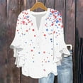 thumbnail image 2 of Feancey Ruffle Sleeves Tops for Women 4th of July Henley Shirts Memorial Day Novelty Print Loose Blouse Button V Neck 3/4 Sleeve Graphic Tees Multicolor M, 2 of 6