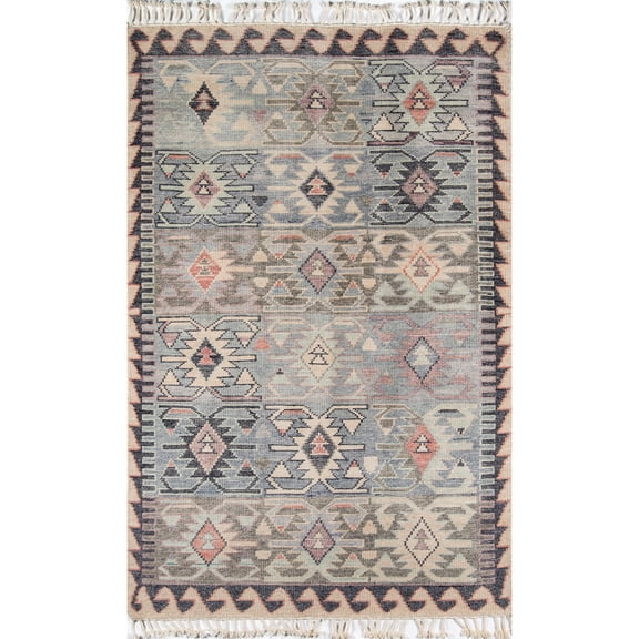 Momeni Nomad Wool Hand Knotted Blue Area Rug 3'6" X 5'6"