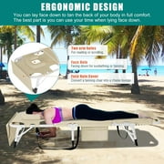 Slsy 3in1 Sun Tanning Chair with Mattress, Heavy Duty Summer Lounger Chair with Face Arm Hole, Adjustable, Removable Pillow & Carry Handle, Sunbathing Chair for Patio, Poolside, Lawn, Beach