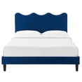 thumbnail image 6 of Platform Bed Frame, Full Size, Blue Navy, Velvet, Modern Contemporary, Bedroom Master Guest Suite Room, 6 of 12
