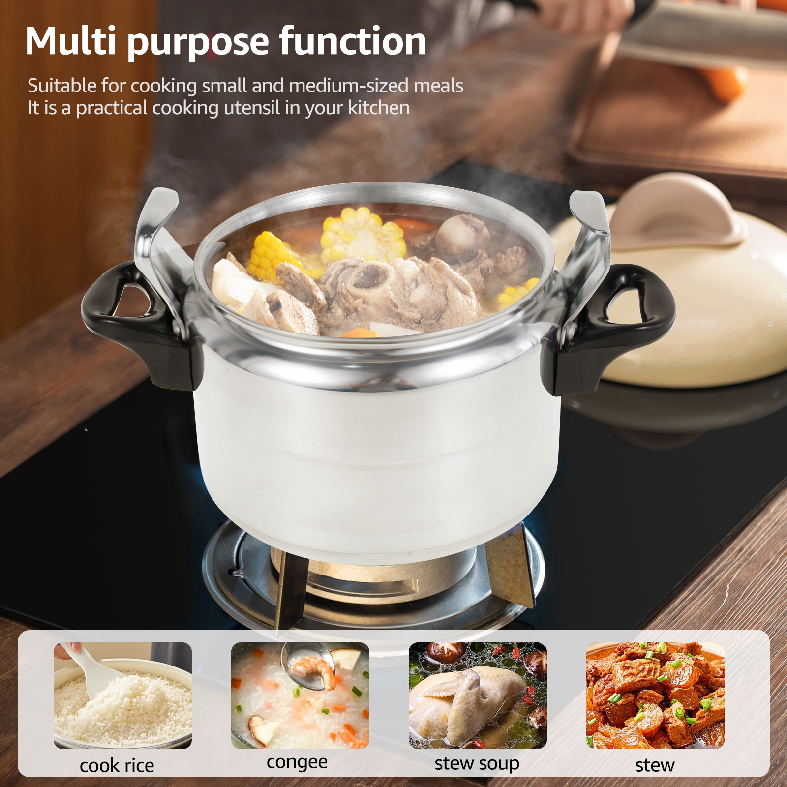 3L small pressure cooker & olla de presión pequeña & pressure cooker stainless steel & Super safety lock Explosion-proof,Suitable for All Hob Types,instant fast ollas de presión para cocinar