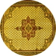 thumbnail image 1 of Ahgly Company Machine Washable Indoor Round Persian Yellow Traditional Area Rugs, 6' Round, 1 of 4