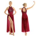 thumbnail image 1 of Vestido de baile lírico contemporáneo para mujer, tutú de Ballet de malla transparente brillante, vestido de leotardo de gimnasia, disfraz de salón actuación en escenario, 1 of 5