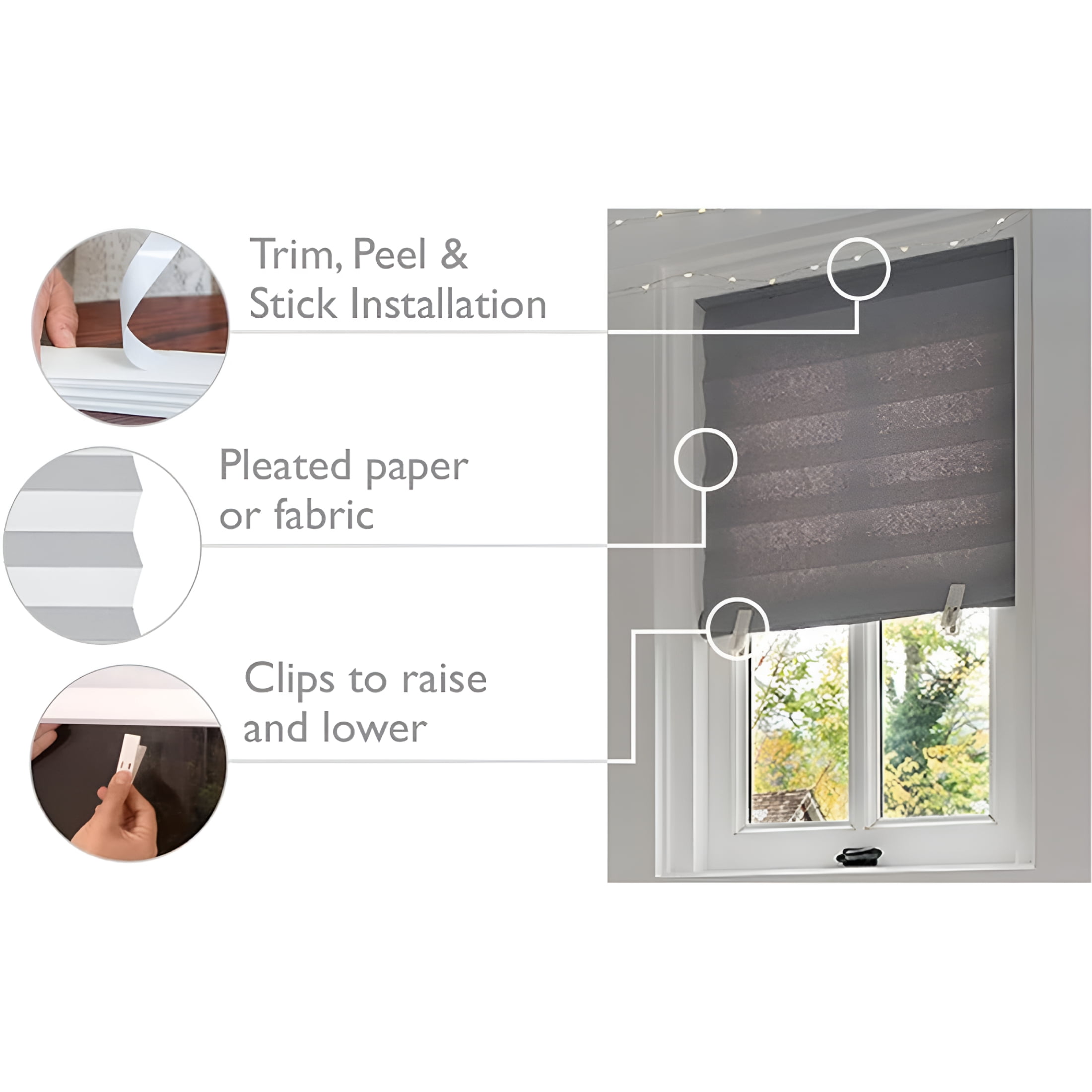 XIBUFE 2026 New Window Blinds Cordless No Drill Cut to Size Clip on Stick on Self Adhesive Temporary Blinds Pleated Paper Blinds for Windows Doors Shades for Home Bedroom Kitchen Bathroom