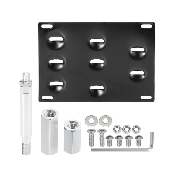 Unique Bargains Vehicle Front Bumper Tow Hook License Plate Mount Bracket Holder Set for Subaru, Black