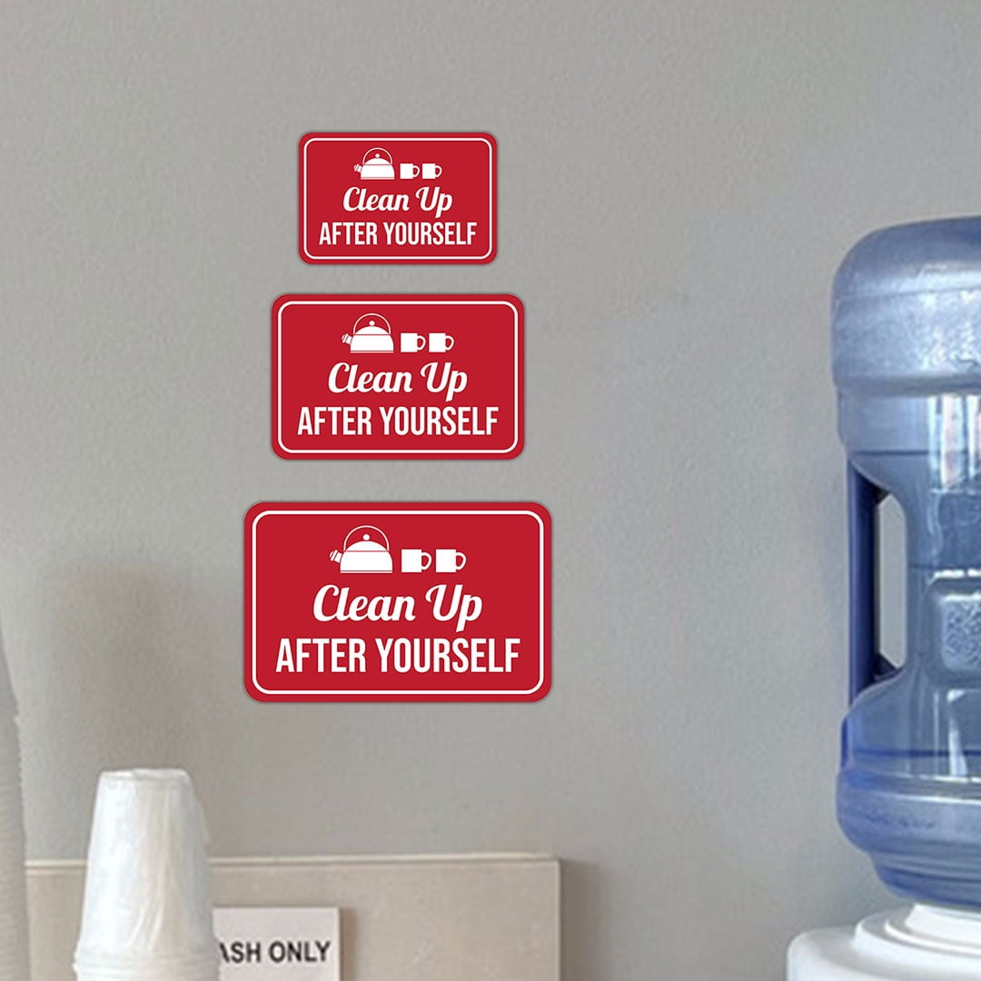 Classic Framed Plus Clean Up After Yourself Wall or Door Sign | Shared Kitchen Cleanliness and Hygiene - Medium